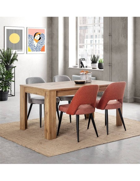 Mesa de comedor Dakota 180 x 90 cm, melamina color roble envejecido.