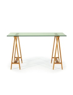 Escritorio moderno Desk 130 tapa cristal, patas metal... 2