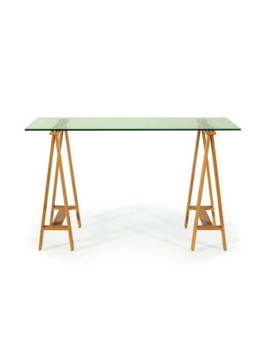 Escritorio moderno Desk 130 tapa cristal, patas...