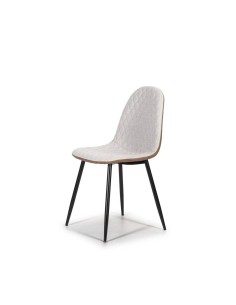 CADEIRA DE DESIGN SAIDI, tecido branco e castanho combinado.