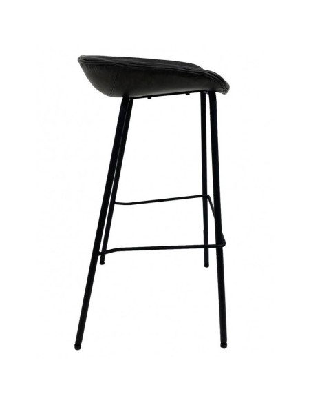 Banqueta Vintage MARCK, similpele preto e armação metálica preta.