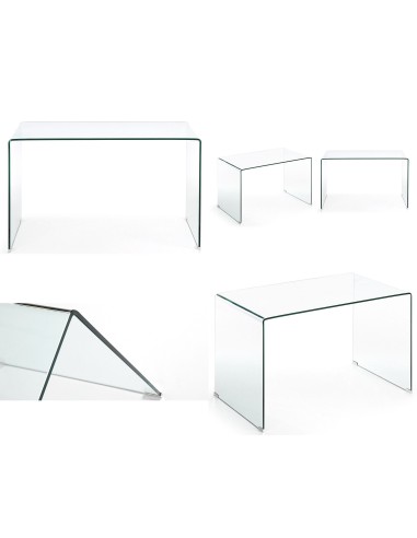 Mesa de escritório de design minimalista BURANO 125x70 Vidro Transparente