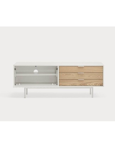 TEULAT Mueble TV Sierra 140x40, Blanco y Roble.