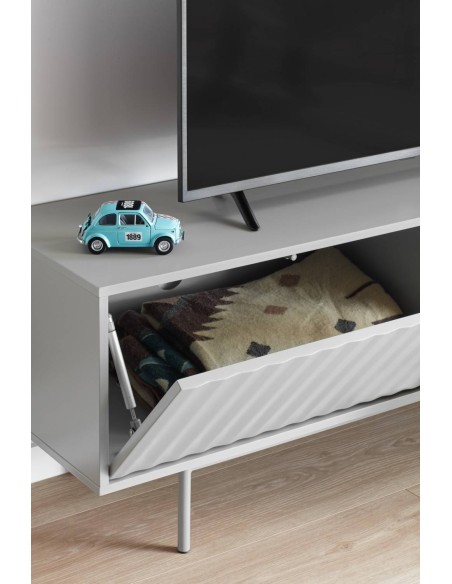 TEULAT Mueble TV Sierra 140x40, GRIS CLARO y ROBLE.
