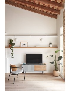 TEULAT Mueble TV Sierra 140x40, GRIS CLARO y ROBLE. 2