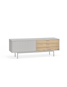 TEULAT Mueble TV Sierra 140x40, GRIS CLARO y ROBLE.