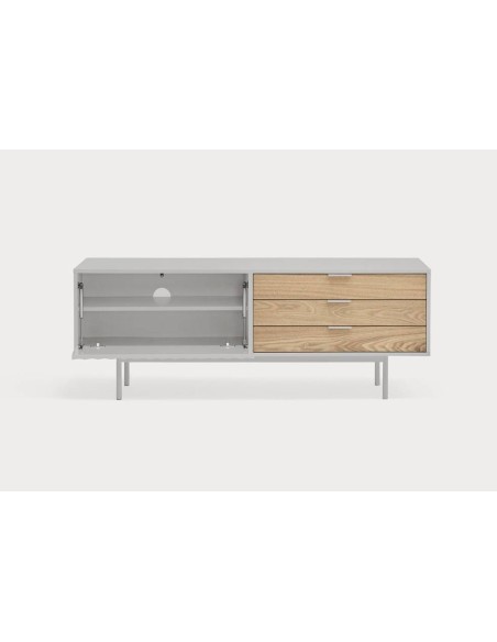 TEULAT Mueble TV Sierra 140x40, GRIS CLARO y ROBLE.