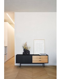 TEULAT Mueble TV Sierra 140x40, NEGRO y ROBLE. 2