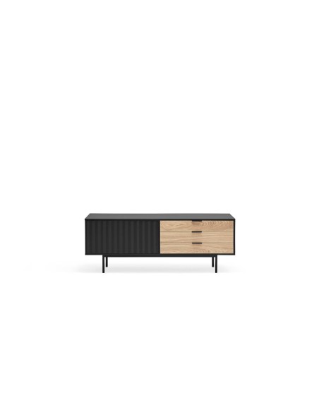 TEULAT Mueble TV Sierra 140x40, NEGRO y ROBLE.