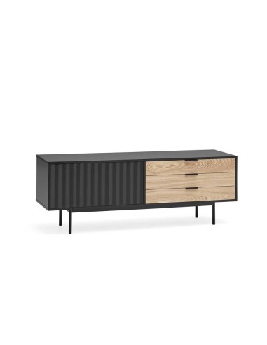 Móvel TV TEULAT Sierra 140x40, Preto e Carvalho.