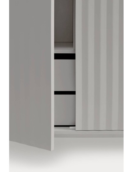 Teulat Aparador alto de diseño SIERRA 130 x 97, lacado en gris claro.