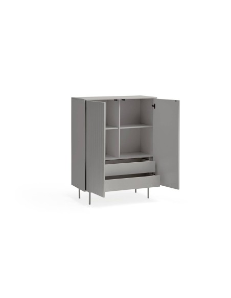 Teulat Aparador alto de diseño SIERRA 130 x 97, lacado en gris claro.