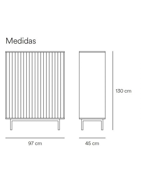 Teulat Aparador alto de diseño SIERRA 130 x 97, lacado en gris claro.