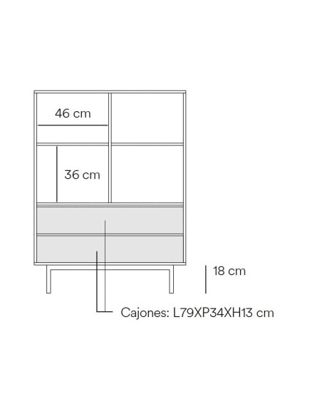 Teulat Aparador alto de design Sierra lacado a cinza claro.