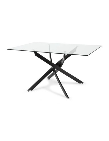 Mesa de cristal Marea 140 x 90, base de metal negro