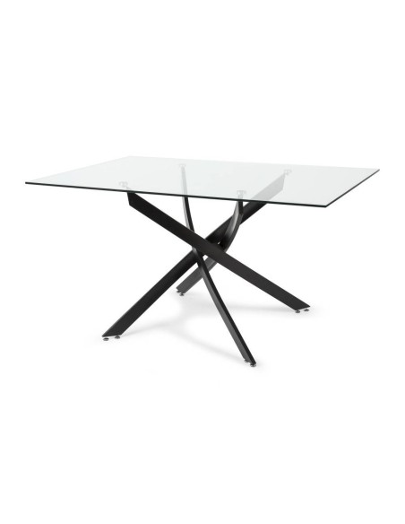 Mesa de vidro Marea 140 x 90, base de metal preto