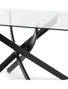 Mesa de vidro Marea 140 x 90, base de metal preto 2