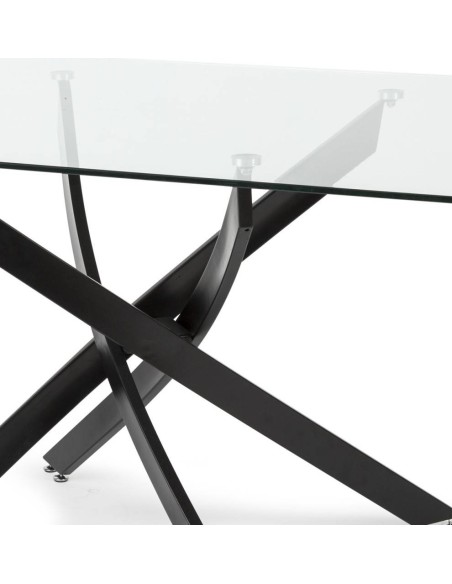Mesa de cristal Marea 140 x 90, base de metal negro
