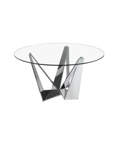 Mesa de jantar Rei 150 cm vidro e aço cromado.