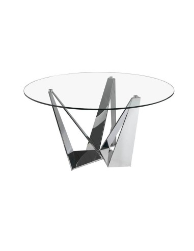 Mesa comedor Rei 150 cm de cristal y acero cromado.