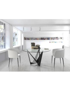 Mesa de jantar Rei 150 cm vidro e aço preto. 2