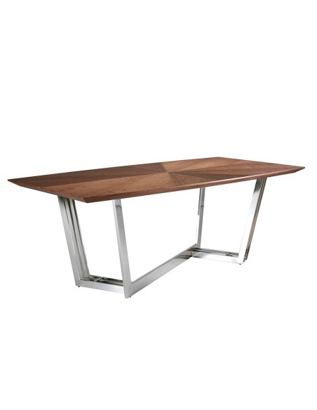Angel Cerdá 1097, mesa comedor 220 x 110 cm, madera Nogal y acero cromado.