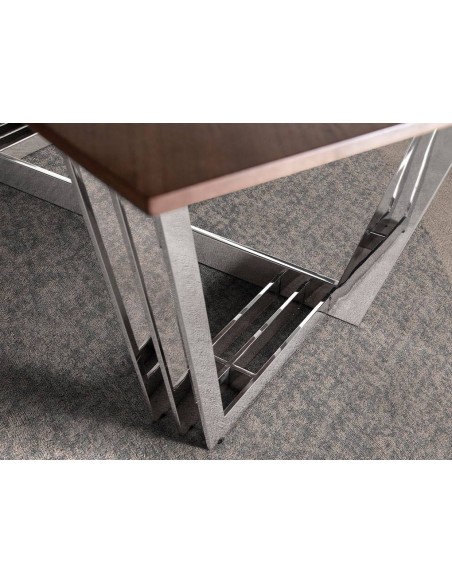 Angel Cerdá 1097, mesa de jantar 220 x 110 cm, madeira de nogueira e aço cromado.