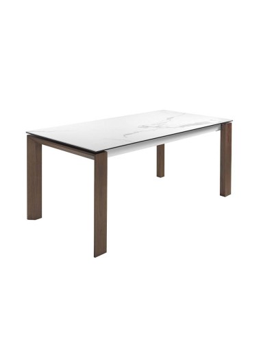 Angel Cerdá 1095, mesa comedor extensible 180/235 x 90 cm. Porcelánico y madera Nogal