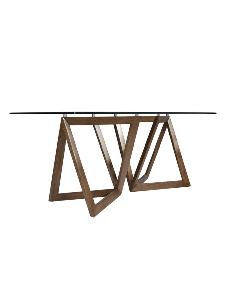 Angel Cerdá mesa 1102 de comedor ,180 X 90 cm, madera nogal y cristal