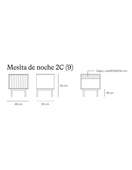 Mesa de cabeceira TEULAT SIERRA 48x35 lacado BRANCO