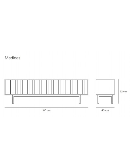 TEULAT gabinete TV SIERRA 180x40, minimalista lacado a cinza.