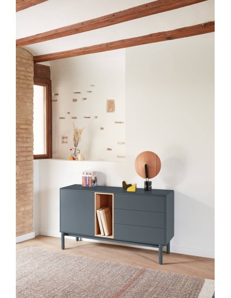 TEULAT aparador de diseño CORVO 140x40, GRIS ANTRACITA