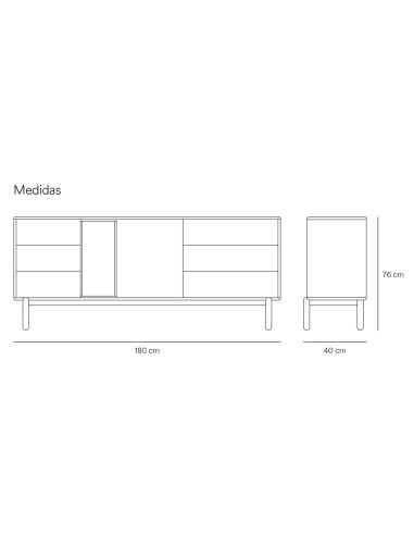 APARADOR TEULAT CORVO 180x40, ANTRACITE CINZA