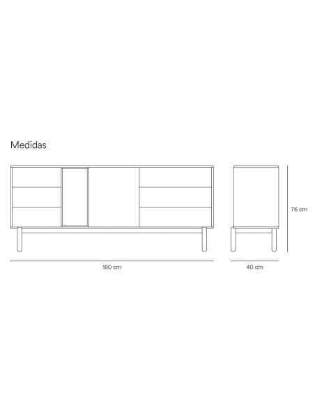 APARADOR TEULAT CORVO 180x40, ANTRACITE CINZA