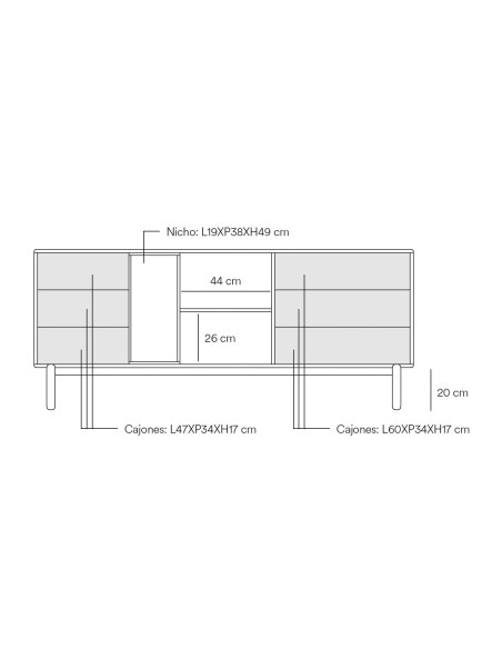 APARADOR TEULAT CORVO 180x40, ANTRACITE CINZA