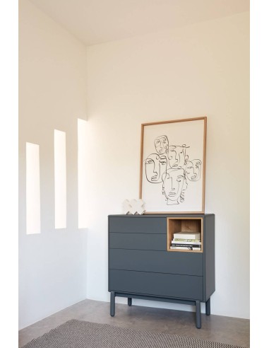 TEULAT COMODA CORVO 90x40, 4 cajones, GRIS...