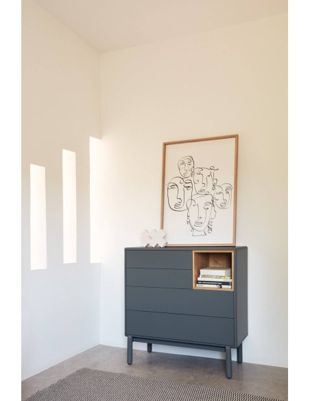 TEULAT COMFORT CORVO 90x40, 4 gavetas, ANTRACITE CINZA