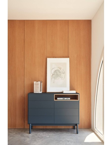 CÓMODA TEULAT CORVO 120x40, 7 GAVETAS, CINZENTO ANTRACITE