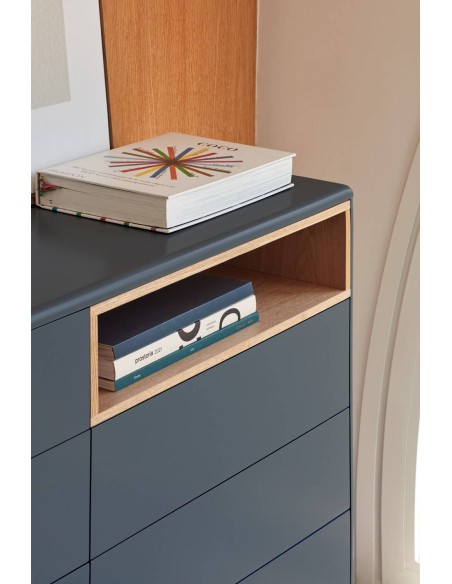 CÓMODA TEULAT CORVO 120x40, 7 GAVETAS, CINZENTO ANTRACITE