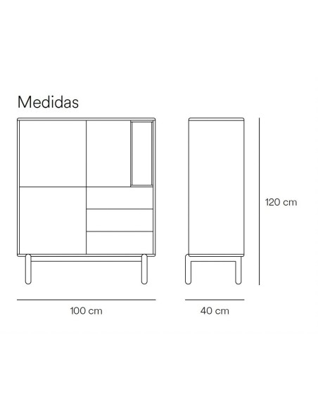 TEULAT MUEBLE AUXILIAR CORVO 100X40, GRIS ANTRACITA