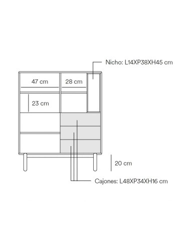 TEULAT MUEBLE AUXILIAR CORVO 100X40, GRIS...