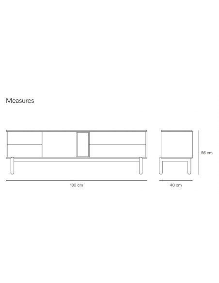 MESA DE TV TEULAT CORVO 180x40, COR CINZA ANTRACITE