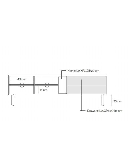 MESA DE TV TEULAT CORVO 180x40, COR CINZA ANTRACITE