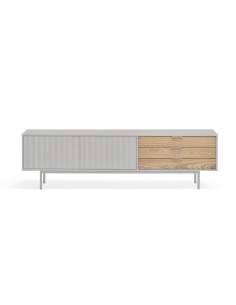 TEULAT Mueble TV Sierra 180x40, GRIS CLARO y ROBLE