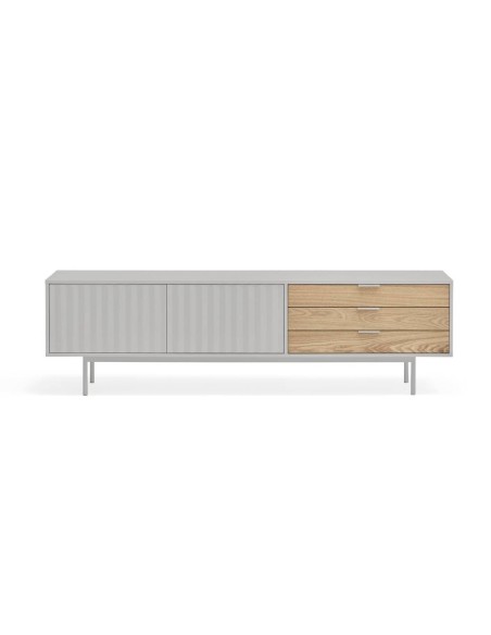 TEULAT Mueble TV Sierra 180x40, GRIS CLARO y ROBLE