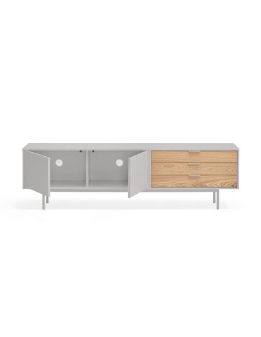 TEULAT Mueble TV Sierra 180x40, GRIS CLARO y ROBLE