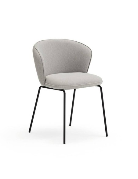 TEULAT SILLA de diseño ADD, tela GRIS CLARO, metal negro