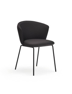 TEULAT SILLA de diseño ADD, PU NEGRO, metal negro