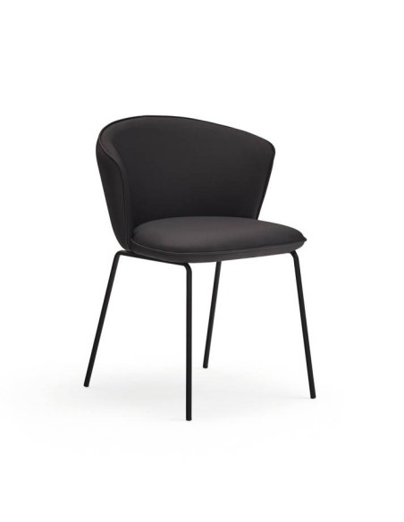 TEULAT SILLA de diseño ADD, PU NEGRO, metal negro