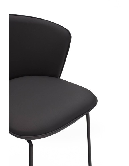 TEULAT SILLA de diseño ADD, PU NEGRO, metal negro